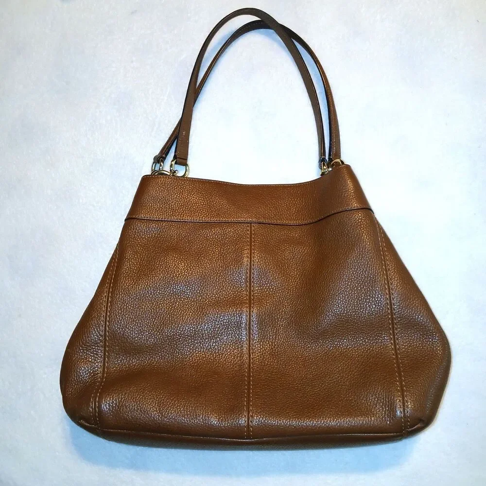 Coach Lexy F28997 Chocolate Brown Pebbled Leather Shoulder Bag No Bag Charm